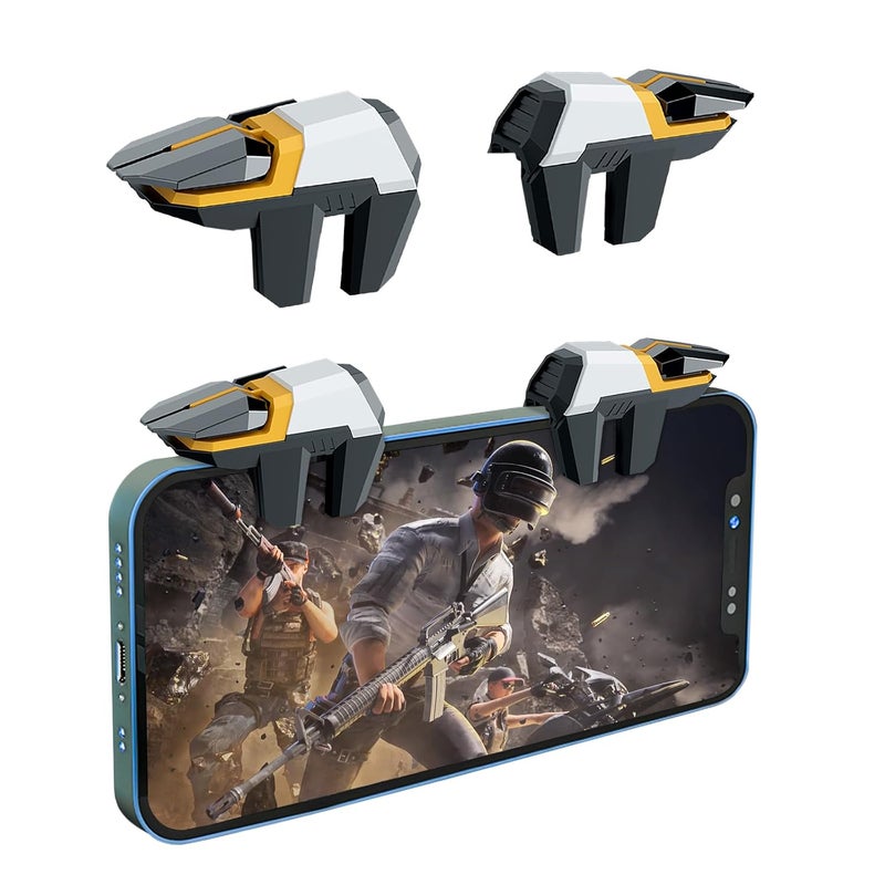 EasEasy PUBG Game Trigger, Mobile Phone Controller Compatible for PUBG/Rules of Survival/Knives Out, 6 Fingers Trigger with Sensitive Aim and Shoot Smartphone Joystick for iPhone & Android-Yellow - Image 1